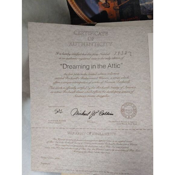 Norman Rockwell "Dreaming In The Attic" #7938Y Bradford Collectible Plate - Picture 4 of 7